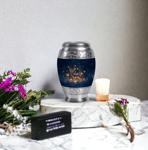 Image of Deer Urn Memorial Small Burial Urn for Ashes for Women & Men 3 Inch | Mini Cremation Urns Memorial Urns for Human Ashes Unique for Adult Human