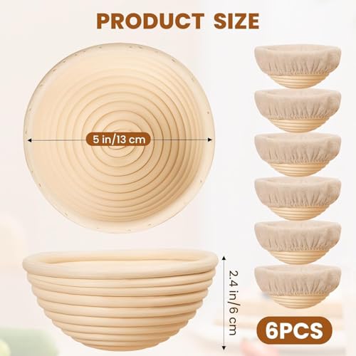 Panier de fermentation en rotin 15 cm : évitez la pâte qui colle (lot de 6)