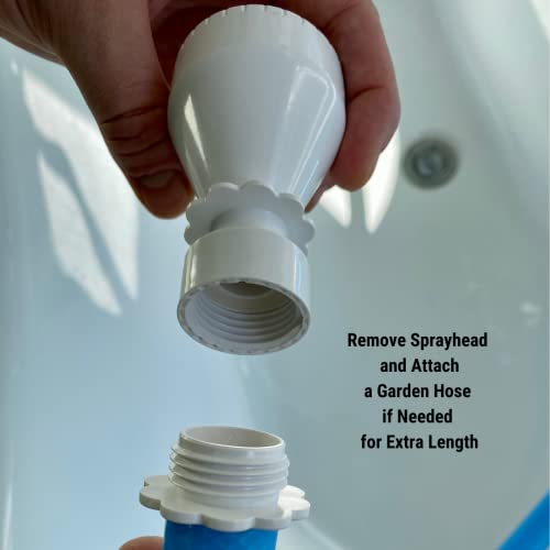 Rinseroo Bathtub Faucet Sprayer Attachment. Slip-On Dog Shower Hose Adapter. No-Install Pet Showerhead Attaches to Tub Spout 5 Foot Hose - Thumbnail 6