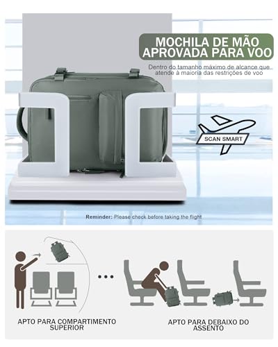 Mochila Executiva de Viagem Grande 40L Impermeável com Porta USB, Mochila Compartimento para Noteboo