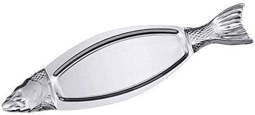 Pesce/salmone Piastra in acciaio inox 18/0, senza giunture, pesante qualità/Superficie: 50 x 26,5 cm, lunghezza: 94 cm | erk