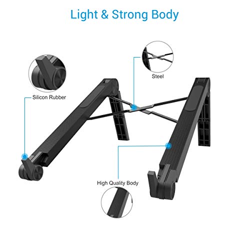 Image of Portronics My Buddy Lite Plus POR-1118 Adjustable Height with Air-Ventilation Ergonomic Design Laptop Stand for Table Bed(Black)