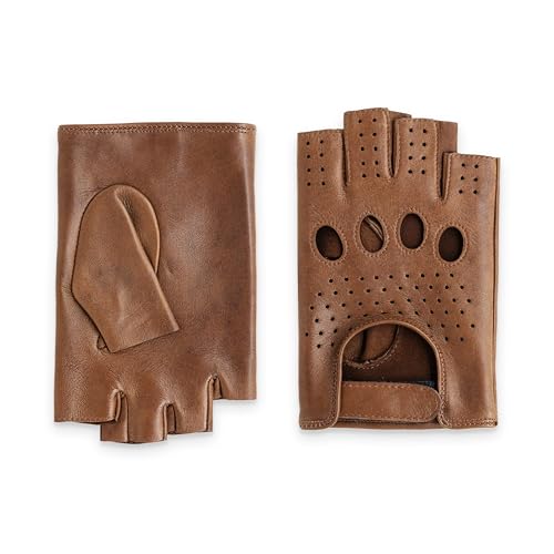 Guantes de conducción sin dedos GLOVE STORY de cuero negro sin forro para máxima precisión táctil