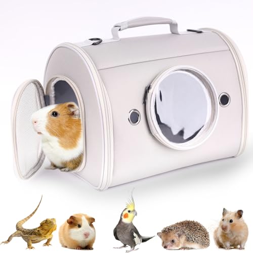 Hamster-Carrier-Small-Animal-Carrier-Bag-Guinea-Pig-Carrier-for-2-Bearded-Dragon-Lizard-Travel-Carrier-Bird-Rabbit-Carrier-Bag-Portable-Hangbag-Outdoor-X-LargeGray