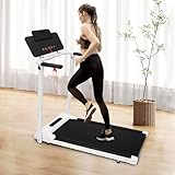 Cinta de correr plegable con inclinación, cinta de correr compacta Treadmill para el hogar, oficina, aparatos de fitness con indicador LED y soporte para tableta