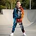 Pensura Boys Girls Fashion Clothes 2pcs Long Sleeve Fire Lion Print Hoodie Sweatshirt and Cargo Jogger Pants with Pockets, Pullover Hoodies and Pants Outfits