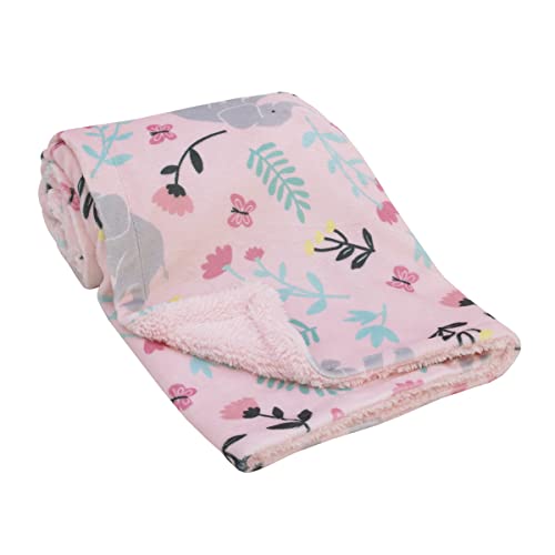 Image of NoJo Carter's Floral Elephant Pink Super Soft Baby Blanket
