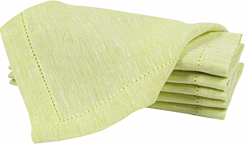 Leinenservietten mit Hohlsaum, 40,6 x 40,6 cm, Limettengrün, Hochzeitsservietten, Cocktailservietten, Stoffservietten, Baumwollservietten, Gehrungsecken, 100 % reines Leinen, 6 Stück Cover