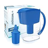 Wessper Jarra de filtrado de Agua alcalina AQUApro (3.5L) con 1 Cartucho alcalino, Filtración ionizador de 7 etapas, sin BPA, Reloj eléctrico, Azul