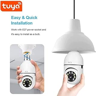 VCY 3MP Light Bulb Security Camera, WiFi 1080P Wireless Camera with 360 Degree View, Motion Detection Alarm, Night Vision, Two-Way-Talk for Indoor Home Security, E27 Socket