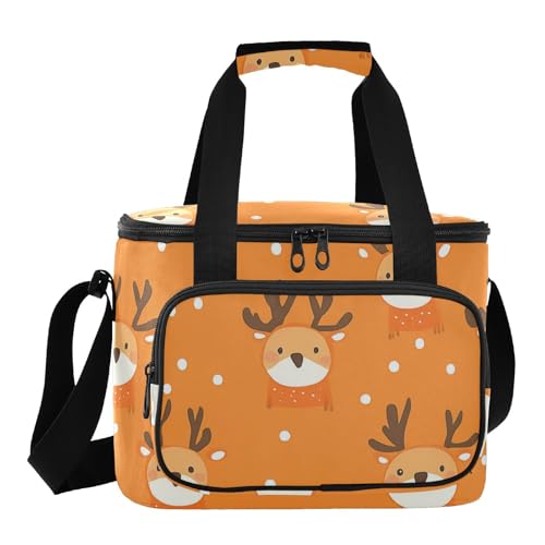 aidingzhi Bolsa de almuerzo portátil de gran capacidad para niños, diseño de ciervos de Navidad, color naranja, de gran capacidad, resistente para enfermeras