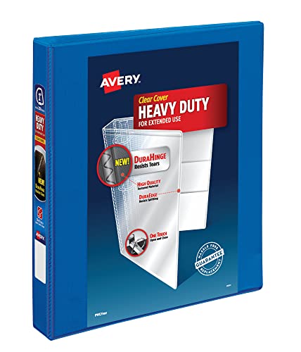 Image of Avery Heavy-Duty View Binder with 1-Inch One Touch EZD Rings, Pacific Blue, 1 Binder (79720)
