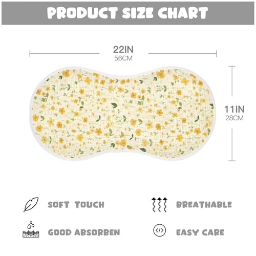 Small Yellow Flowers Cotton Muslin Baby Burp Cloths Good Absorbent Baby Rags for Unisex boy and Girl Set of 2, 22x11in4