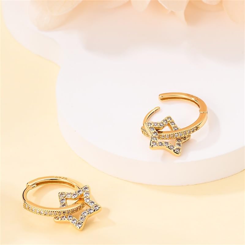 925 Sterling Silver Earrings for Women, Sun Moon and Star Earrings, Dangle Drop Huggie Earrings, Cubic Zirconia Dangle Hoop Earrings Jewelry Fashion Valentines Birthday Gifts - Image 3