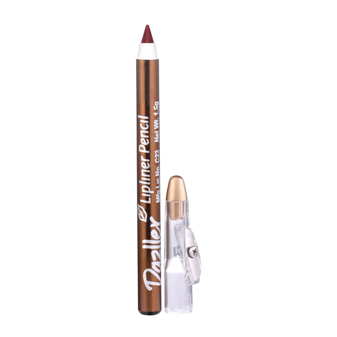 Dazller Lip Liner, 1.5g, (014 - Rose Wood) Lightweight Precise Matte Liners with Carnauba & Castor Oil, In-Built Sharpener