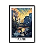 LissiArt97 Yosemite National Park Poster - Yosemite Wall Art Living Room - Poster Wall Decor Nature Landscape For Bedroom - Office - Home - National Park Travel Poster 11X17 Inches, White