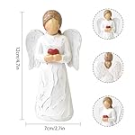 Guardian Angel Statue, Healing Angel Figurines for Women, Resin Angel Statue Holding a Heart for Thanksgiving Christmas Home Decor Ornament Memorial Gifts - Image 3