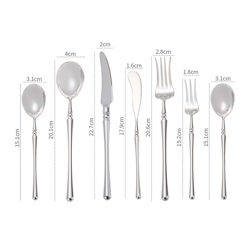 luxury Retro Silverware Set with Steak Knives for 18, 126 Piece Stainless Steel Flatware Cutlery Set, Include Fork Spoon steak Knife salad fork Set, Mirror Polished, Dishwasher Safe