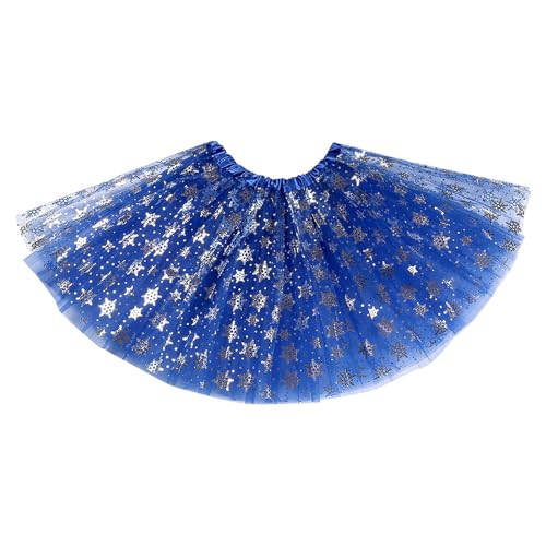 POIUIYQA Tutu para Mujer Falda de Tul de 3 Capas con Estrellas de Lentejuelas Adulto Adolescente Tutu Retro 80s Fiesta Halloween Carnaval Disfraz