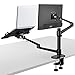 viozon Monitor and Laptop Mount, 2-in-1 Adjustable Dual Monitor Arm Desk Mounts，Single Desk Arm Stand/Holder for 17 to 32 Inch LCD Computer Screens, Extra Tray Fits 12 to 17 inch Laptops (Black)