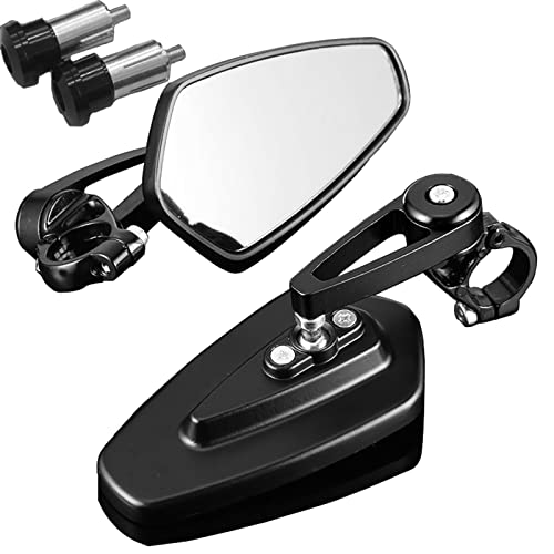 Sinotrack Motorcycle Mirror Universal Handlebar Rearview Side Mirrors Stable Anti-Glare Cnc Bar End Mirrors Compatible With Suzuki, Ducati, Kawasaki Suitable For Standard 7/8 Inch Hollow Handlebar #TOP19