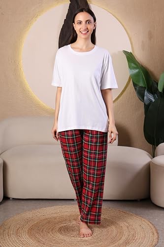 Image of KSHS Printed Round Neck Short Sleeve Nightsuit Set | Pajama Set | Casual Night Dress for Women