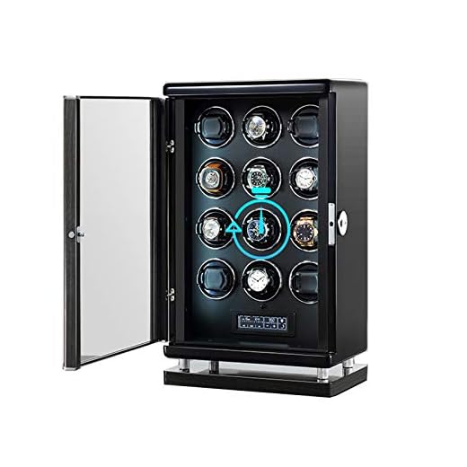 12 Automatisk Klocklindare Lås Upp Fingeravtryck med Fjärrkontroll LCD Med Pekskärm med Super Quiet Motor LED Ljus 6 Rotationslägen Vitrinskåp