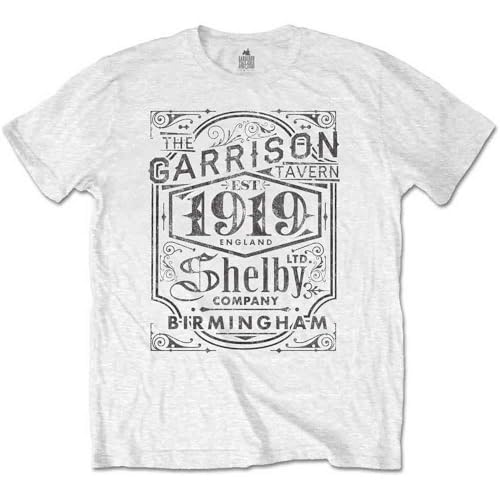 Peaky Blinders Men's Tee: Garrison Pub T-Shirt, White (White White), Small (Size:Small)