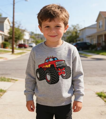 Image of Popshion Toddler Boys Sweatshirts Dinosaur Long Sleeve Pullover Crewneck Shirts Cartoon Tee Sport Tops for Kids 1-8T