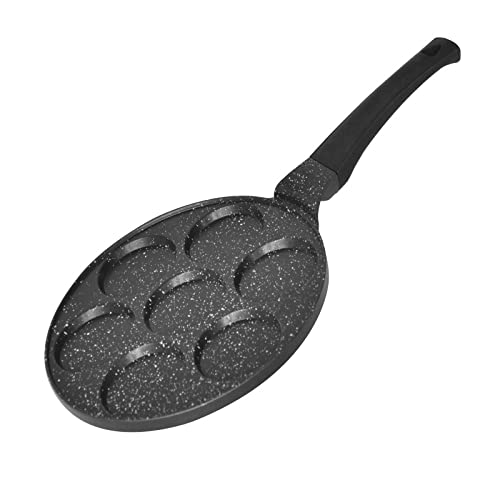 Poêle à frire en céramique antiadhésive (26 cm, 7 Moule) mini-crêpes blinis En fonte d’aluminium Avec revêtement à triple couche et 7 trous pancakes...