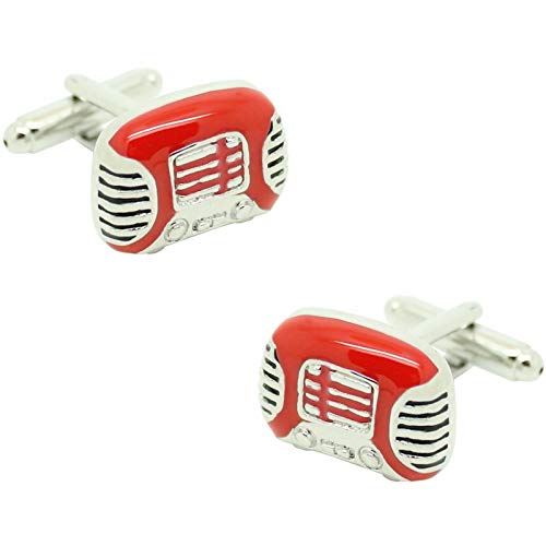 Gemelos Transistor Rojo Cufflinks metálicos de diseño rectangular