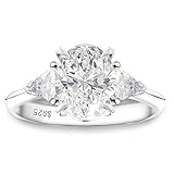 Oval CZ Engagement Rings for Women by Ginger Lyne |2 Ct Faux Diamond Ring | 925 Sterling Silver 14K White Gold Wedding for Women | Travel Promise or Bridal for Her - Size 7