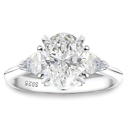 Oval CZ Engagement Rings for Women by Ginger Lyne |2 Ct Faux Diamond Ring |14K White Gold over 925 Sterling Silver Wedding for Women | Travel Promise or Bridal for Her