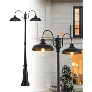 Outdoor Post Light, Dusk to Dawn Outdoor Lamp Post Lights 2-Head Farmhouse Street Light Fixture, Exterior Black Pole Lights, Waterproof Lantern Lamp Outdoor Lighting for Garden, Patio, Pathway Outdoor Post Light Dusk to Dawn Outdoor Lamp Post Lights 2 Head Farmhouse Street Light Fixture Exterior Black Pole Lights Waterproof Lantern Lamp Outdoor Lighting for Garden Patio Pathway