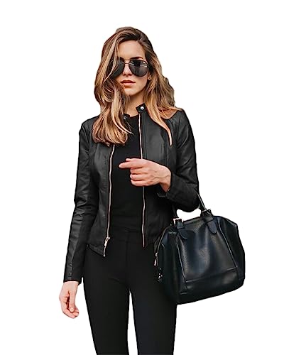 Veste de vélo courte en cuir synthétique pour femme XL