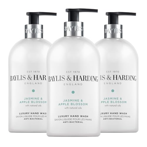 Baylis & Harding Jasmine and Apple Blossom Anti-Bacterial Hand Wash, 500 ml (Pack of 3) - Vegan Friendly