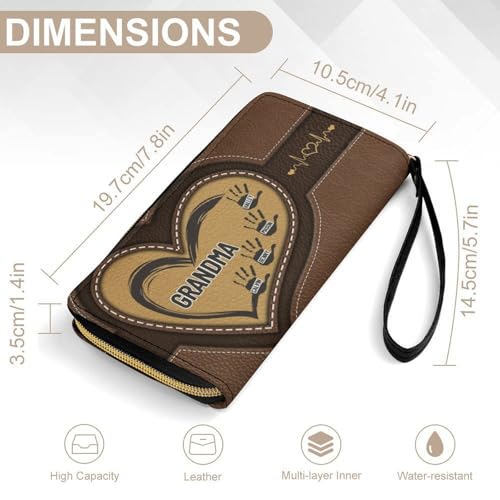 Personalized Grandma's Little Sweethearts Wallet-Loving Gift For Mother Grandma From Grandkids,Customized Name Cartoon Image2