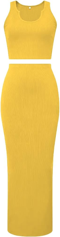 Nimsruc 2 Piece Outfits for Women Sexy Bodycon Skirt Set Summer Casual Matching Sets - Image 5