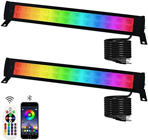 Indmird 2 Pack 50W RGB Wall Washer Light, Stage Wash Light Bar, RGB Light Bar, for Hotel, Billboard, Building, Commercial Lighting, Birthday Party, Garden Lighting, Stage Lighting, Wall Display