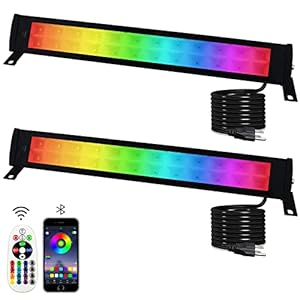 2 Pack 50W RGB Wall Washer Light, Indmird Stage Wash Light Bar, RGB Light Bar, Warm 3000K & 16 Million Colors&Timing& Music Sync, for Commercial Lighting, Birthday Party, Garden Lighting, Wall Display
