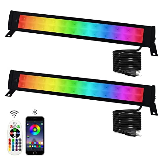 Indmird 2 Pack 50W RGB Wall Washer Light, Stage Wash Light Bar, RGB Light Bar, for Hotel, Billboard, Building, Commercial Lighting, Birthday Party, Garden Lighting, Stage Lighting, Wall Display