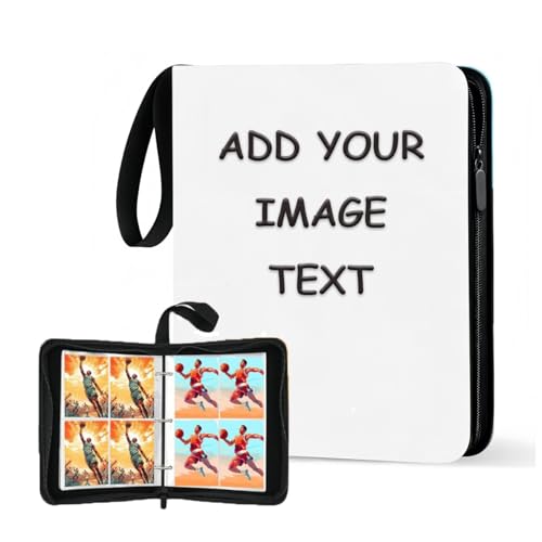 Custom Sports Card Binder DIY Design Trading Card Binder Collectible Game Card Albums with 50 Sleeves Protectors Storage for Baseball Cards Storage Organizer Gift (Custom, M(400pockets))