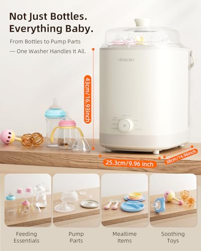 Image of KISSBOBO Baby Bottle Washer, Sterilizer and Dryer 28 Nozzles with 360 Omni-Directional Spray, 72-Hour Clean Storage, Dual-Layer Adjustable Rack for Multiple Bottle Sizes with 60Pcs Detergent Tablets