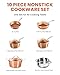 Gotham Steel Hammered Copper 10 Pc Pots and Pans Set Non Stick Cookware Set, Non Toxic Ceramic Cookware Set, Kitchen Cookware Sets with Induction Cookware, Pot and Pan Set, Oven/Dishwasher Safe