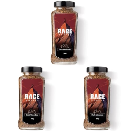 Image of Rage Coffee Dark Chocolate Instant coffee - Premium Arabica Instant Coffee (Make Delicious Hot /Cold Coffee) -(DARK CHOCOLATE, 100g) (Pack of 3)