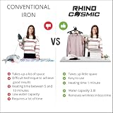 Pionowe żelazko parowe RHINO COSMIC 2350 W (4 poziomy mocy), zbiornik 3,8 l, strumień pary 50 g/min | Stacja do prasowania ubrań i różnych tkanin | W zestawie szczotka do usuwania kłaczków i akcesoria