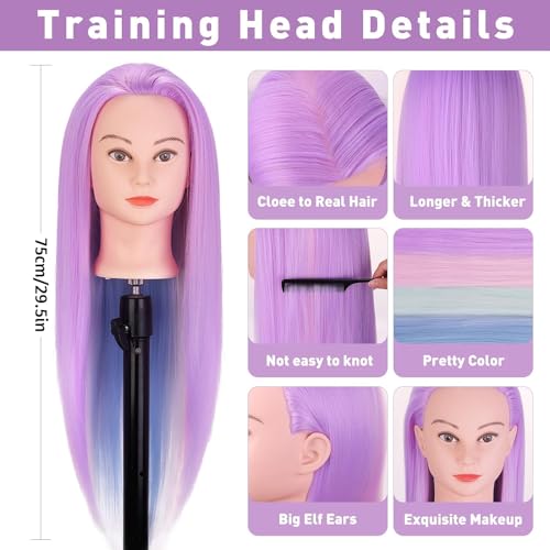 Mannequin Head, TopDirect 29" Hair Mannequin with Cosmetology Hair Doll Head to Practice on Styling Hairdressing Training Braiding with Clamp Holder & Tools for Women Girls - Thumbnail 5