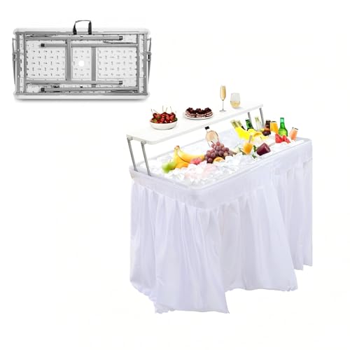 Folding Ice Cooler Table, Outdoor Cooler Tables with...