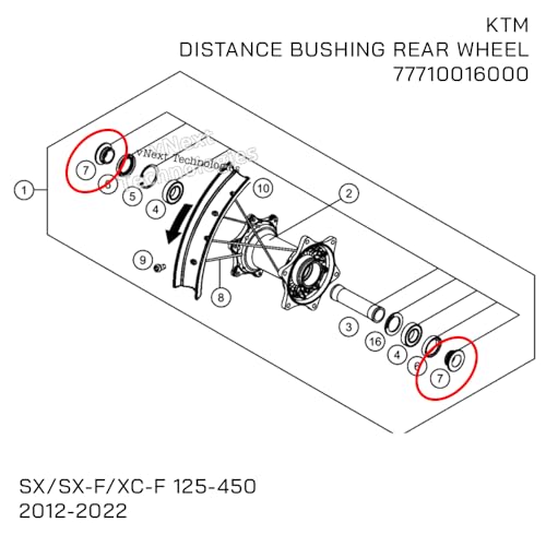 Power Parts Kit espaçador de roda traseira laranja compatível com/substituição para KTM SX/SX-F/XC-F