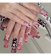 24 Pcs Short Duck Nails Press on - Acrylic Press on Nails Y2k Nails Y2k Press on Nails Handmade P...